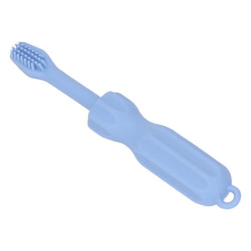 (Blue) Spazzolino Denti Silicone Neonati Giallo 2in1 1