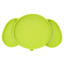 (Green) Kids Divided Plate Silicone Foldable Suction Dark Blue