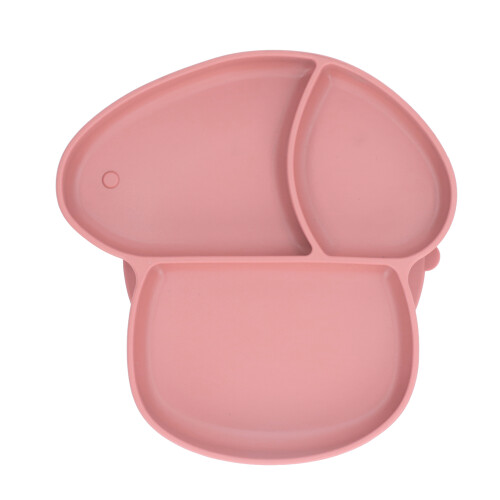 (Pink) Rutschfest geteilter Silikon-Saugteller Rosa