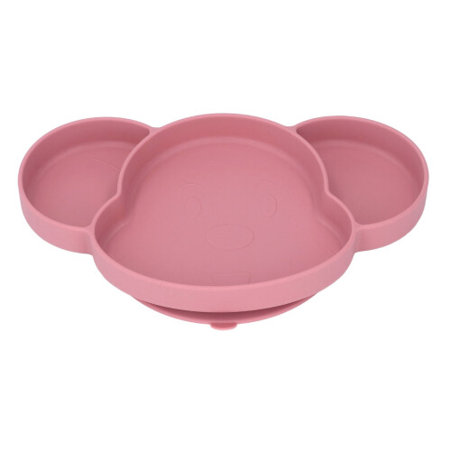 (Pink) Baby-Saugteller Silikon Bärenform Grau 1