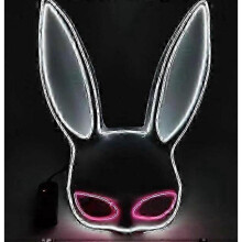 Halloween Mask, LED Halloween Mask, Women's Mask, Light Mask, 3 Flash Modes for Adults, Party, Halloween, Carnival, Cosplay, LED Mask, White-2025-ss