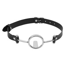 BDSM Stainless Steel Open Mouth Gag With O Ring Ball Gag Tongue Flail Leather Harness For Couples Silver