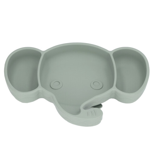 (Green) Baby-Saugteller Elefantenform Silikon 6M+ Grün