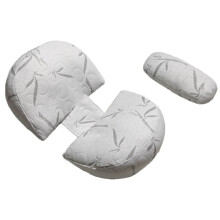 (Bamboo and Baby Pillow Universal Size) Pregnancy Pillow Cotton Ergonomic Adjustable Gray