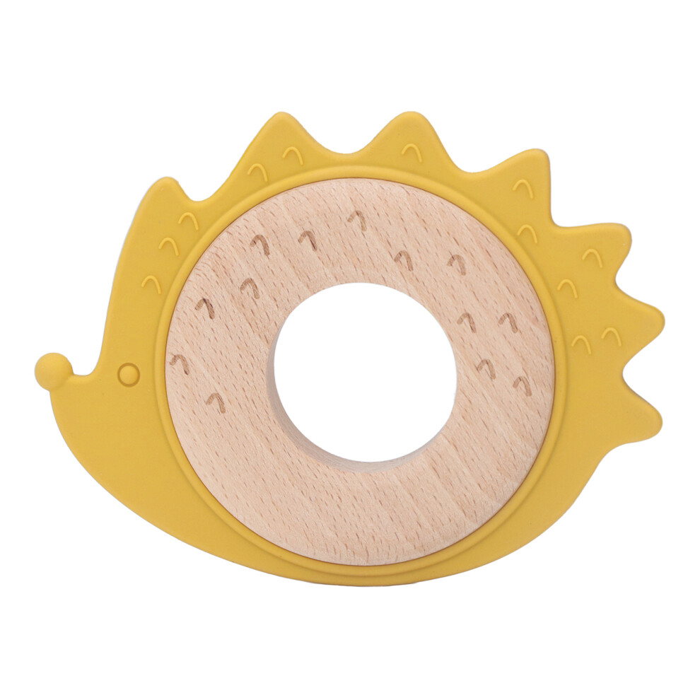 (Type A) Wooden Ring Silicone Teething Toy Animal Shape Baby Chewable Newborn