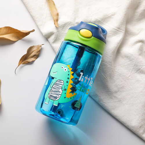 (Blue 480ML) Kinder-Trinkflasche mit Strohhalm 480ml PP blau
