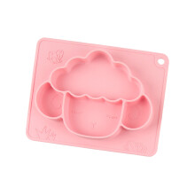 (Pink) Baby-Abendplatte mit Fächern, Tierform, Silikon, Blau
