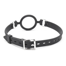 Silicone Open Mouth Oral Gag O Ring, Full Silicone Head Harness Straps, Black BDSM Couples Toy