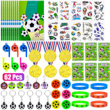 40-72Pcs Soccer Toy Set w/ Whistles, Stickers & Keychains