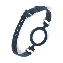 BDSM Open Mouth Gag O Ring 100% Silicone Full Head Harness For Couples Bondage Gear Black