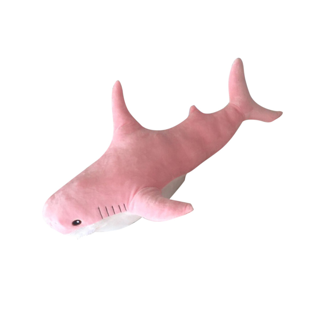 (Pink 45cm/17.72in) Shark Pillows Plush Soft Fluffy Decor Blue 80cm/31.5in