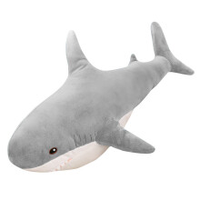 (Gray 45cm/17.72in) Shark Pillows Plush Soft Fluffy Decor Blue 80cm/31.5in