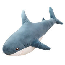 (Blue 45cm/17.72in) Shark Pillows Plush Soft Fluffy Decor Blue 80cm/31.5in