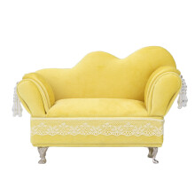 (Chaise Longue(7.1 X 5.1 X 2.8in)) Mini-Stuhl, Plüsch, Puppenhaus-Möbel, Creme-Gelb