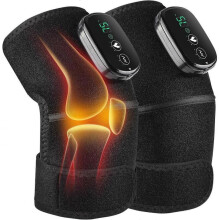Cordless Electric Heated Knee Massager, 3-in-1 Heated Knee Massager with Heat for Knee Elbow Shoulder Wrap with 3 Vibration & Heating Modes (2 Pack)