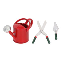 (Red) 1:12 Dollhouse Garden Tool Watering Can Spade Scissors Red