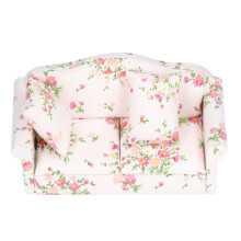 Miniature Sofa 1/12 Scale Pink Green Birch Wood Dollhouse Sofa