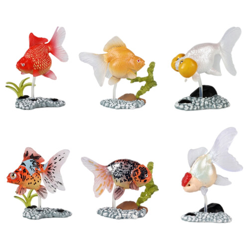 6Pcs Artificial Goldfish Play Set with Stand