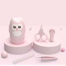 (Owl Nail Clipper Set: Light Pink) Baby nagel knipper set nieuwgeborenen kinderdagverblijf uil lichtroze