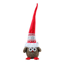 Eulen-Plüschfigur mit langem Hut als Weihnachtsdekoration