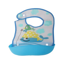 (Blue Whale) Baby-Futterschürze Roll-Up mit großer Tasche, Blau Wal