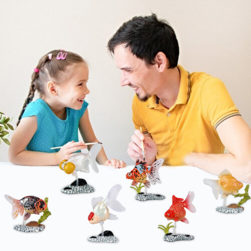 6Pcs Artificial Goldfish Play Set with Stand 2