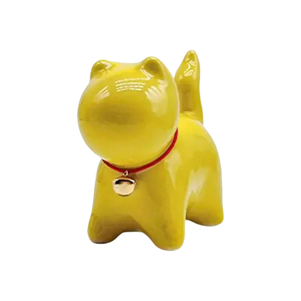 Lovely Small Animal Figurine Ceramic Kitten Decoration-Yellow-image-OPC-PMMP85N-NEW