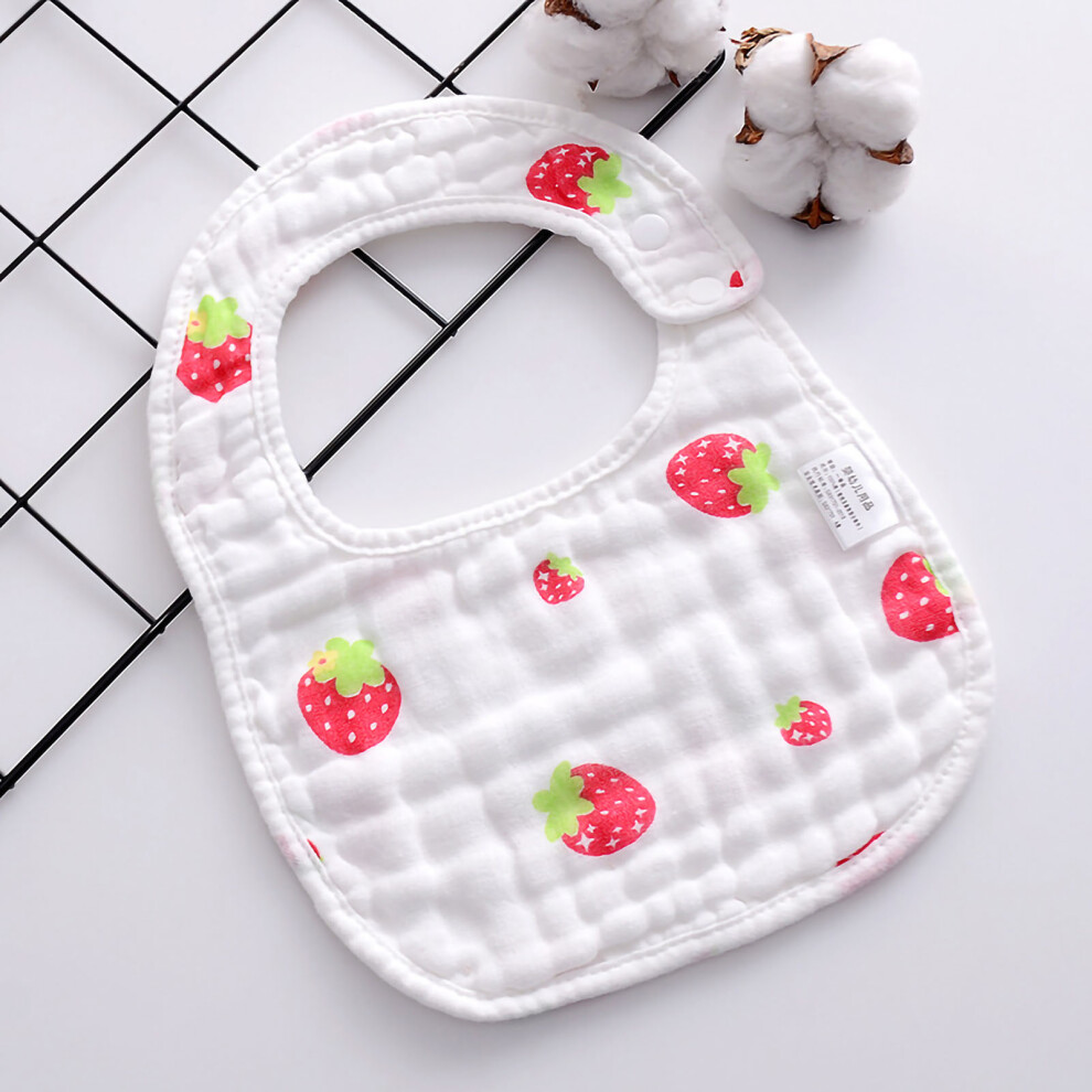(Strawberry) U Shaped Cotton Baby Bib Adjustable Snap Feeding Saliva Pad Ice Cream