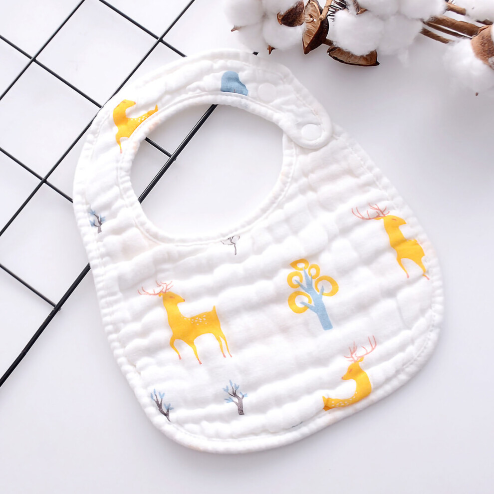 (Deer) U Shaped Cotton Baby Bib Adjustable Snap Feeding Saliva Pad Ice Cream