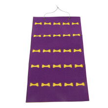 (Purple) Girls 25-Grid Felt Hair Clip & Bow Holder Red