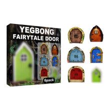 6er Mini Feentür Holz Bastelset Gartendeko Geschenk für Kinder