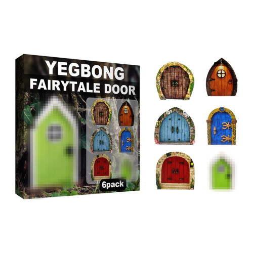 6er Mini Feentür Holz Bastelset Gartendeko Geschenk für Kinder