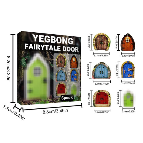 6er Mini Feentür Holz Bastelset Gartendeko Geschenk für Kinder 1