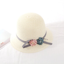 (Milky White) Eltern-Kind-Strohhut mit Blume, Sonnenschutz, rosa