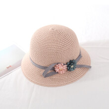 (Light Pink) Eltern-Kind-Strohhut mit Blume, Sonnenschutz, rosa