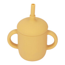 (Yellow) Toddler Cup Silicone Spill-Proof BPA-Free Straw Yellow