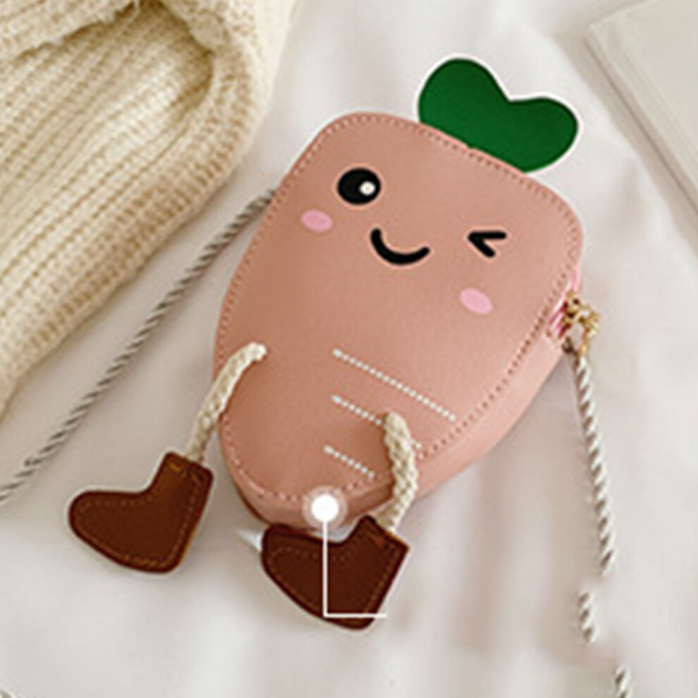 (Pink) Toddler Messenger Bag Cartoon Radish Shape Coin Purse Red