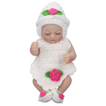 (Eyes Closed Girl Doll) 10 Zoll Silikon Neugeborenenpuppe Strickkleidung Augen zu
