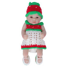 (Eyes Open Boy Doll) 10 Zoll Silikon Neugeborenenpuppe Strickkleidung Augen zu