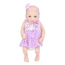 (Purple Boy Doll) 10 Zoll Reborn Puppe Weichsilikon Baby mit Strickrock