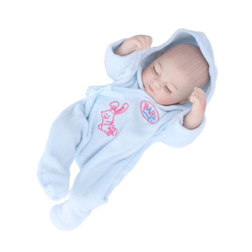 (Blue) 10inch Reborn Puppe Weich Silikon Lebensecht mit Pyjama Rosa 1