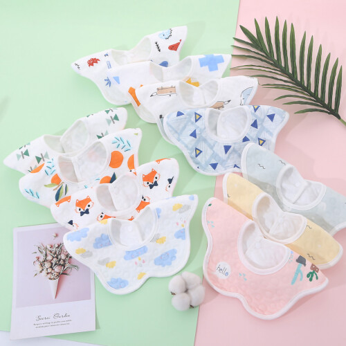 (Random Style) Bib Petal Newborn Cotton Waterproof Snap Towel 2