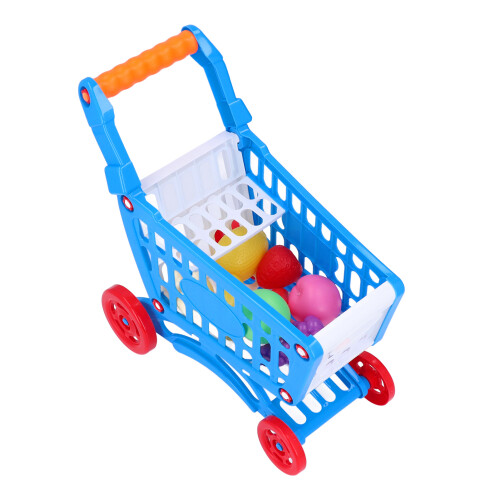 (Blue) Kinder Winkelwagen Set Educatief Speelgoed Blauw 2