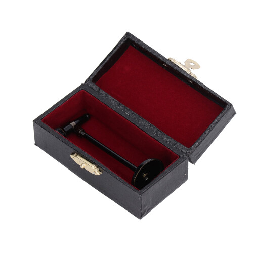 (Black) Adjustable Mini Microphone Musical Instrument with Storage Box Gold