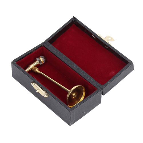 (Gold) Adjustable Mini Microphone Musical Instrument with Storage Box Gold