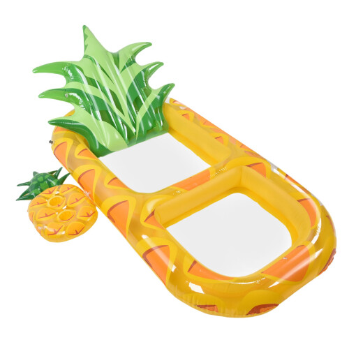 Large Inflatable Pineapple Pool Float Headrest Cup Holder 1