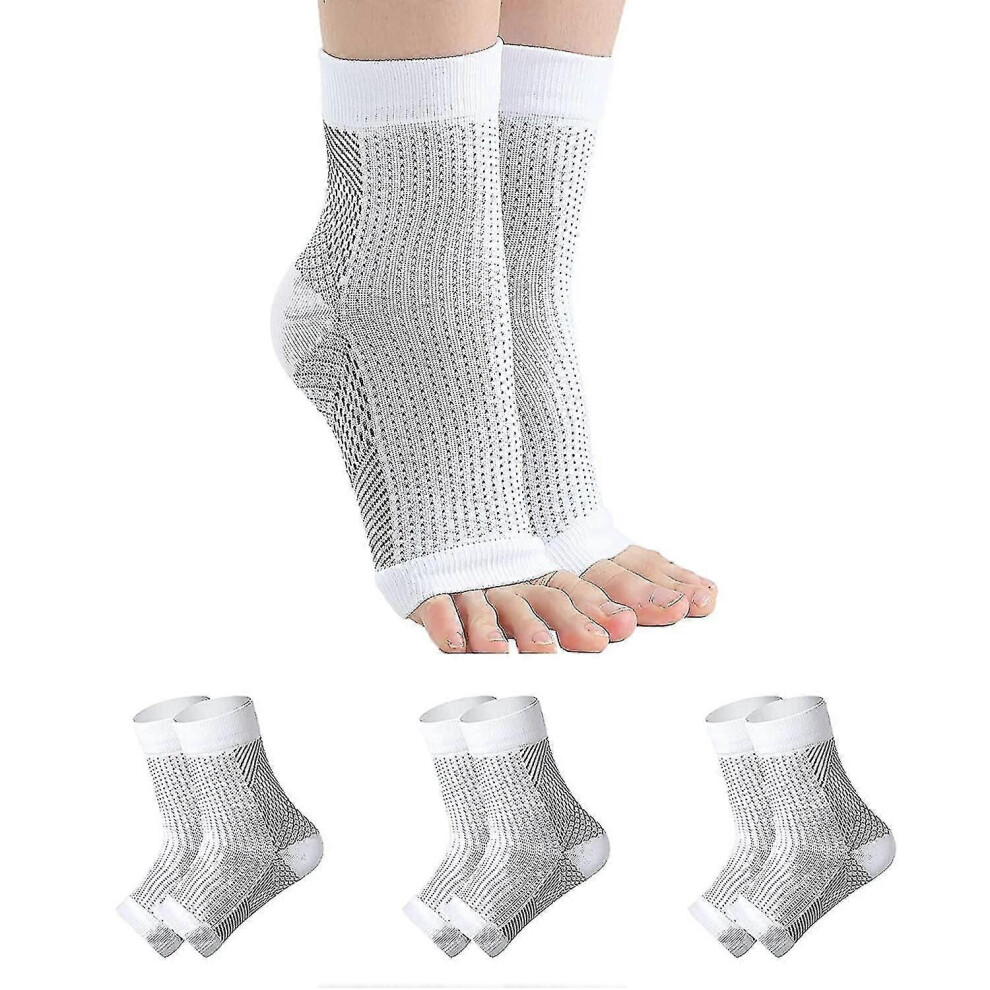 Kikidex (, S M) 3 Pairs Neuropathy Socks, Soothe Socks For Neuropathy Pain, Tendonitis Compression Socks, Plantar Fasciitis, Neuropathy White