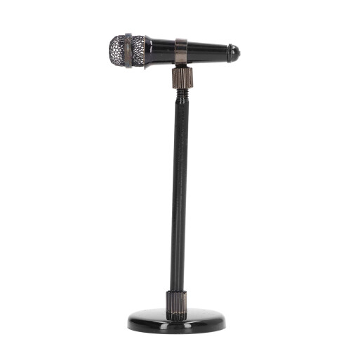 (Black) Adjustable Mini Microphone Musical Instrument with Storage Box Gold 1