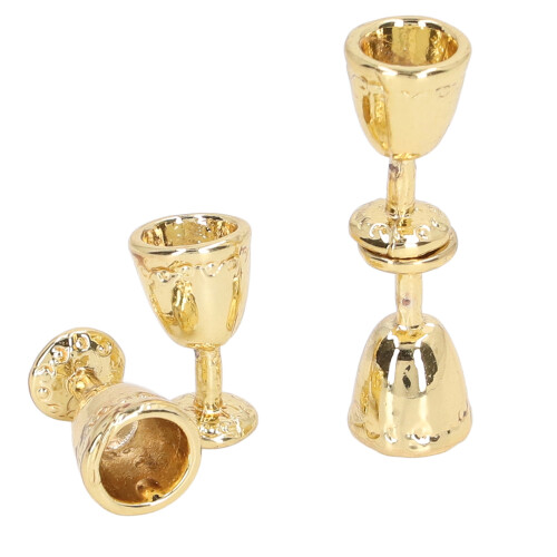 (Golden) 4Pcs Mini Champagne Cups 1:12 Dollhouse Silver 2