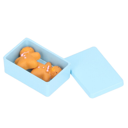(Blue) Miniature Biscuit Box Dollhouse 1:12 Pink 2